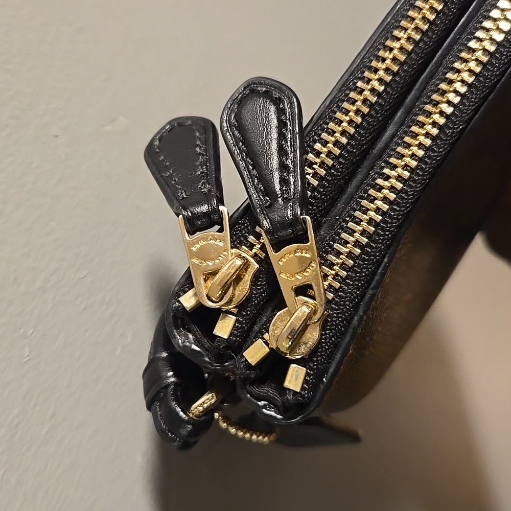 Coach Wristlet Double Zip Brown And Black Nwot View 6